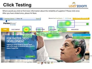 Click Testing
Where would you click to find more information about the reliability of suppliers? Please click once.
After you have clicked once, please hit Next.
 