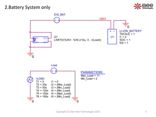 2.Battery System only
IN-
OUT+
OUT-
IN+ G1
LIMIT(V(%IN+, %IN-)/10u, 0 , I(Load))
ILOAD
T1 = 0
T2 = 25s
I1 = 0
I2 = {Max_Lo...