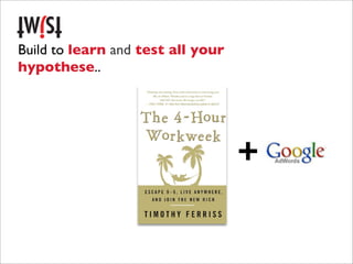 Build to learn and test all your
hypothese..




                                   +
 