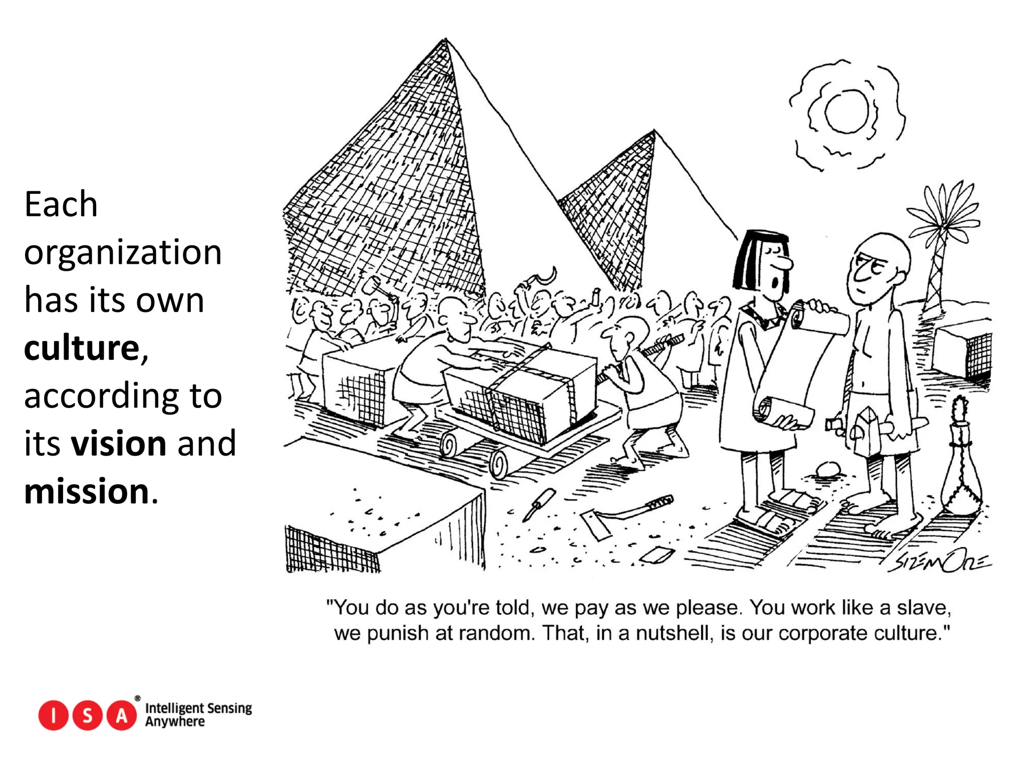 77
Each
organization
has its own
culture,
according to
its vision and
mission.
 