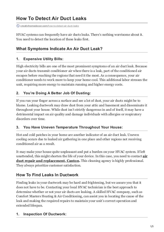 How To Detect Air Duct