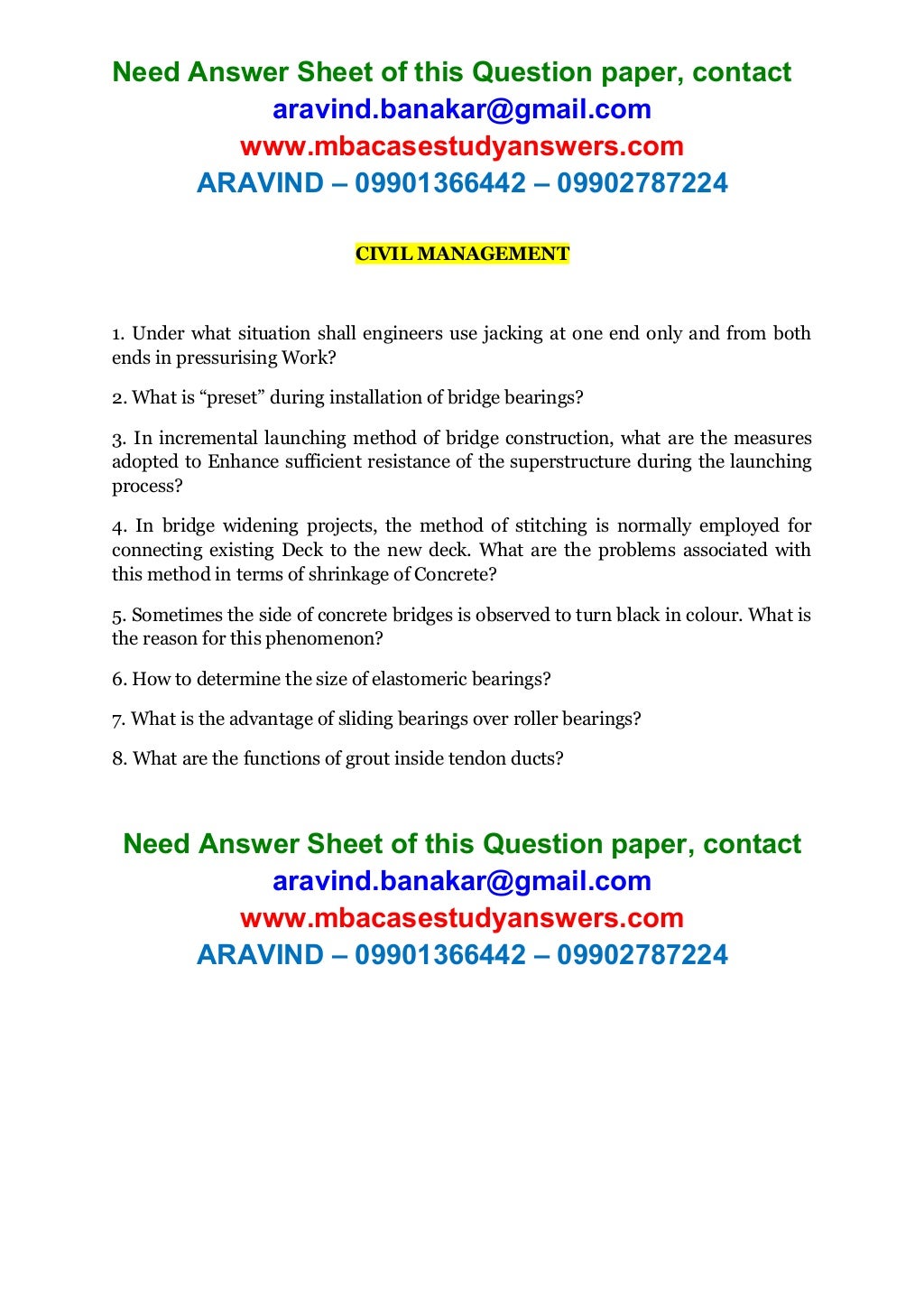 CIVIL MANAGEMENT How to determine the size of elastomeric bearings