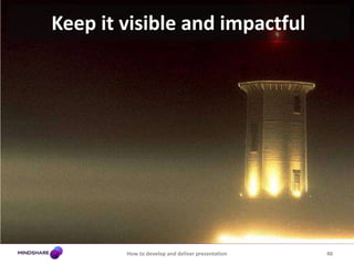 Limit the amount of information on each slide35How to develop and deliver presentationSlides should be a visual aid...