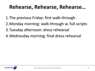 Content must be readable to the person seated furthest from the screen42How to develop and deliver presentation