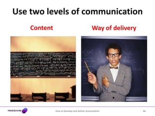 Sell the Benefit57How to develop and deliver presentationExplain the real-world problem, then offer your solution