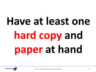 Speak loudly61How to develop and deliver presentation