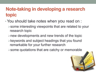 What Is Topic Development How to develop a research topic | PPTX
