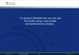 27 March 2015 S3908-P-651 v1.028Commercially Confidential
I’m going to illustrate how you can use
the toolkit using a very simple
connected device concept…
 