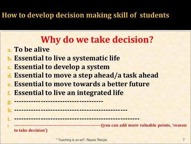 How to develop decision making skill of students strategies and tips