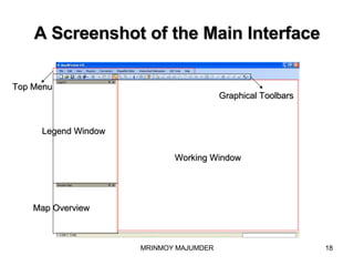A Screenshot of the Main Interface Top Menu Legend Window Map Overview Working Window Graphical Toolbars 