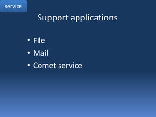 service

            Support applications

          • File
          • Mail
          • Comet service
 