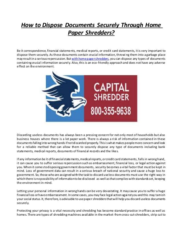 How to dispose documents securely through home paper shredders
