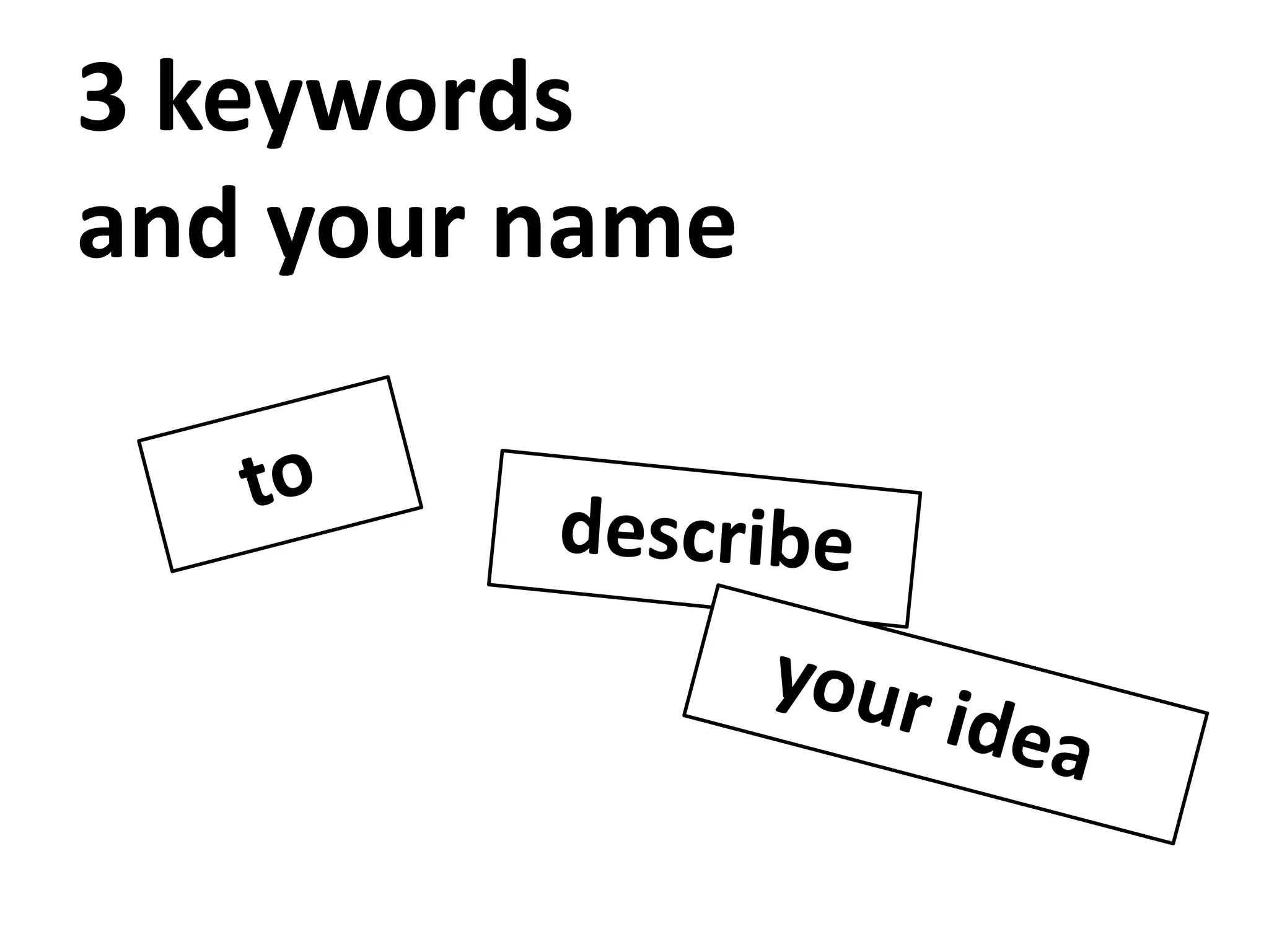 3 keywordsandyournametodescribeyouridea