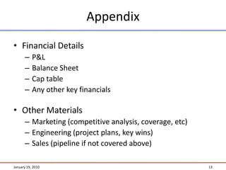  Detailed “eye chart” P&L and Balance sheet