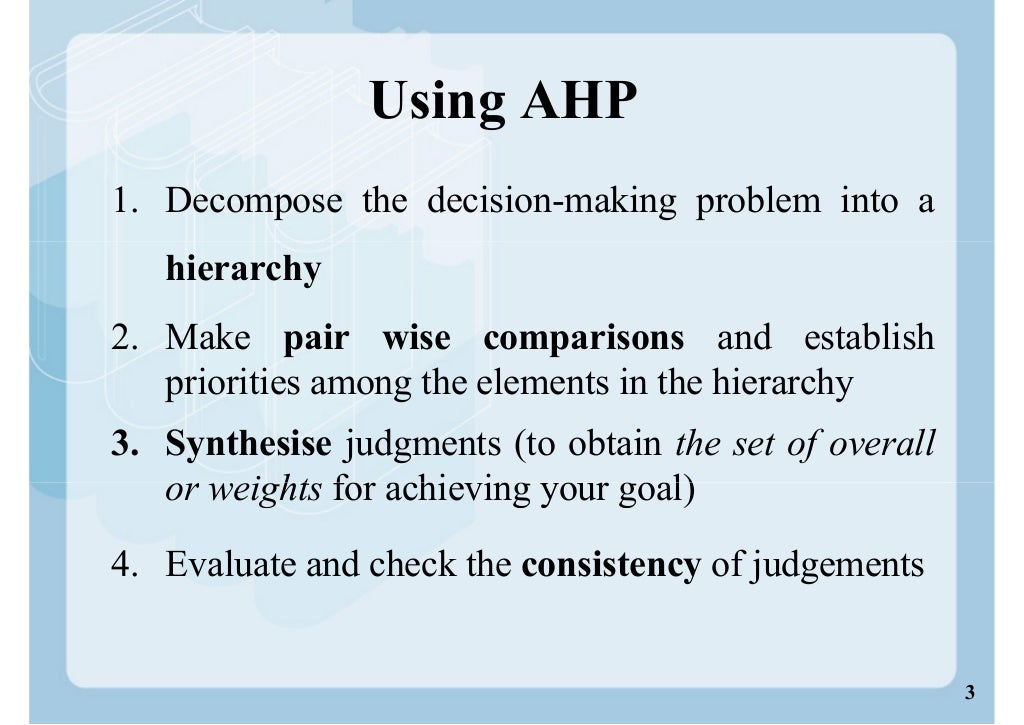 How to do ahp analysis in excel