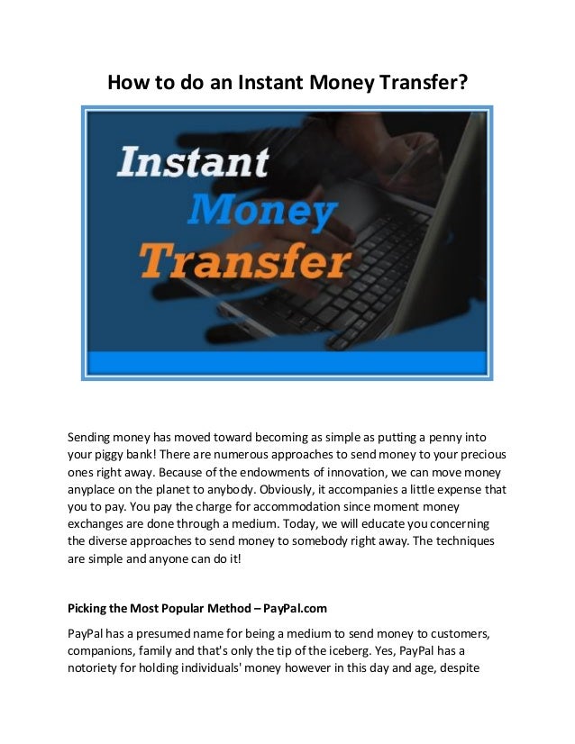 How to do an Instant Money Transfer?