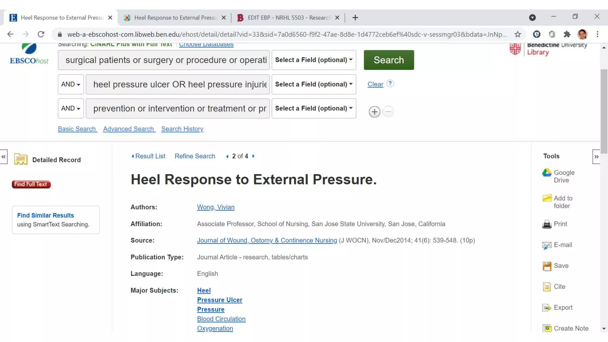• This is a screen shot from our key word search in CINAHL
 