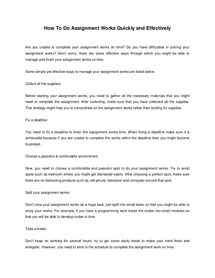 How to do assignments on time