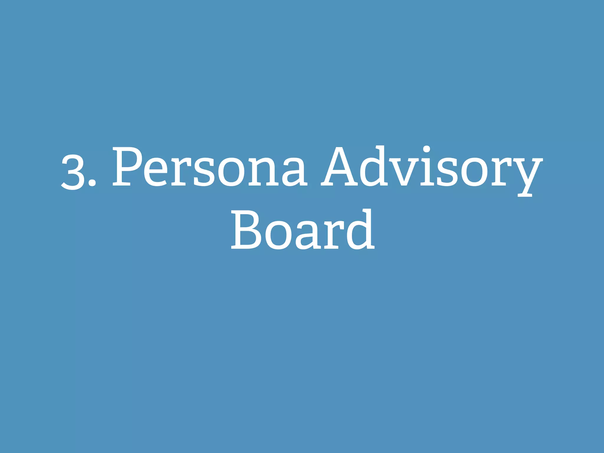 3. Persona Advisory
Board
 
