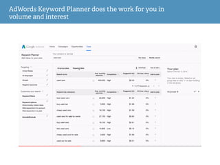 AdWords Keyword Planner does the work for you in
volume and interest
 