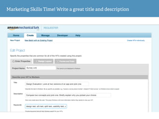 Marketing Skills Time! Write a great title and description
 