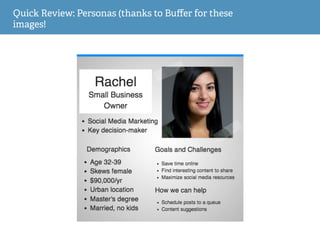 Quick Review: Personas (thanks to Buﬀer for these
images!
 
