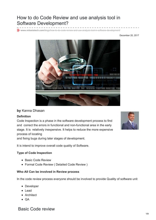 How to do code review and use analysis tool in software development PDF