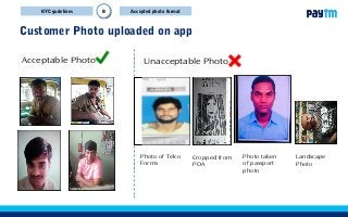Customer Photo uploaded on app
Accepted photo format
Acceptable Photos Unacceptable Photos
Cropped from
POA
Photo taken
of passport
photo
Photo of Telco
Forms
Landscape
Photo
BBKYC gudelines
 