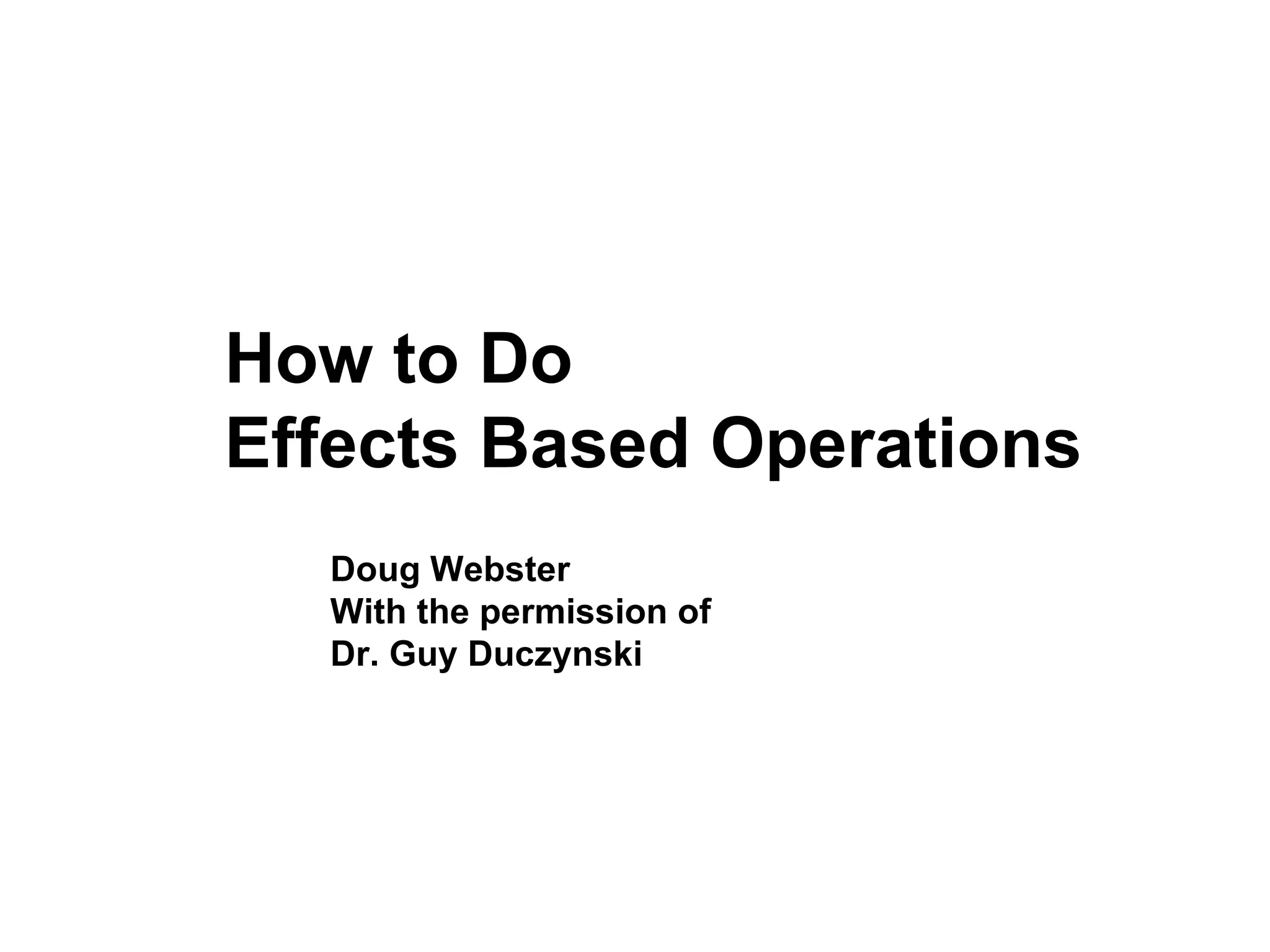 How To Do Effects Based Operations | PPT