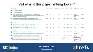 #SEJThinkTank
@samsgoh
But why is this page ranking lower?
 