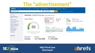 #SEJThinkTank
@samsgoh
The “advertisement”
 