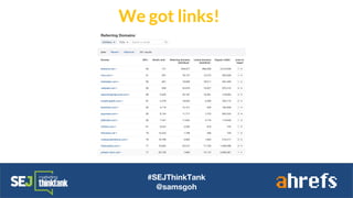 #SEJThinkTank
@samsgoh
We got links!
 