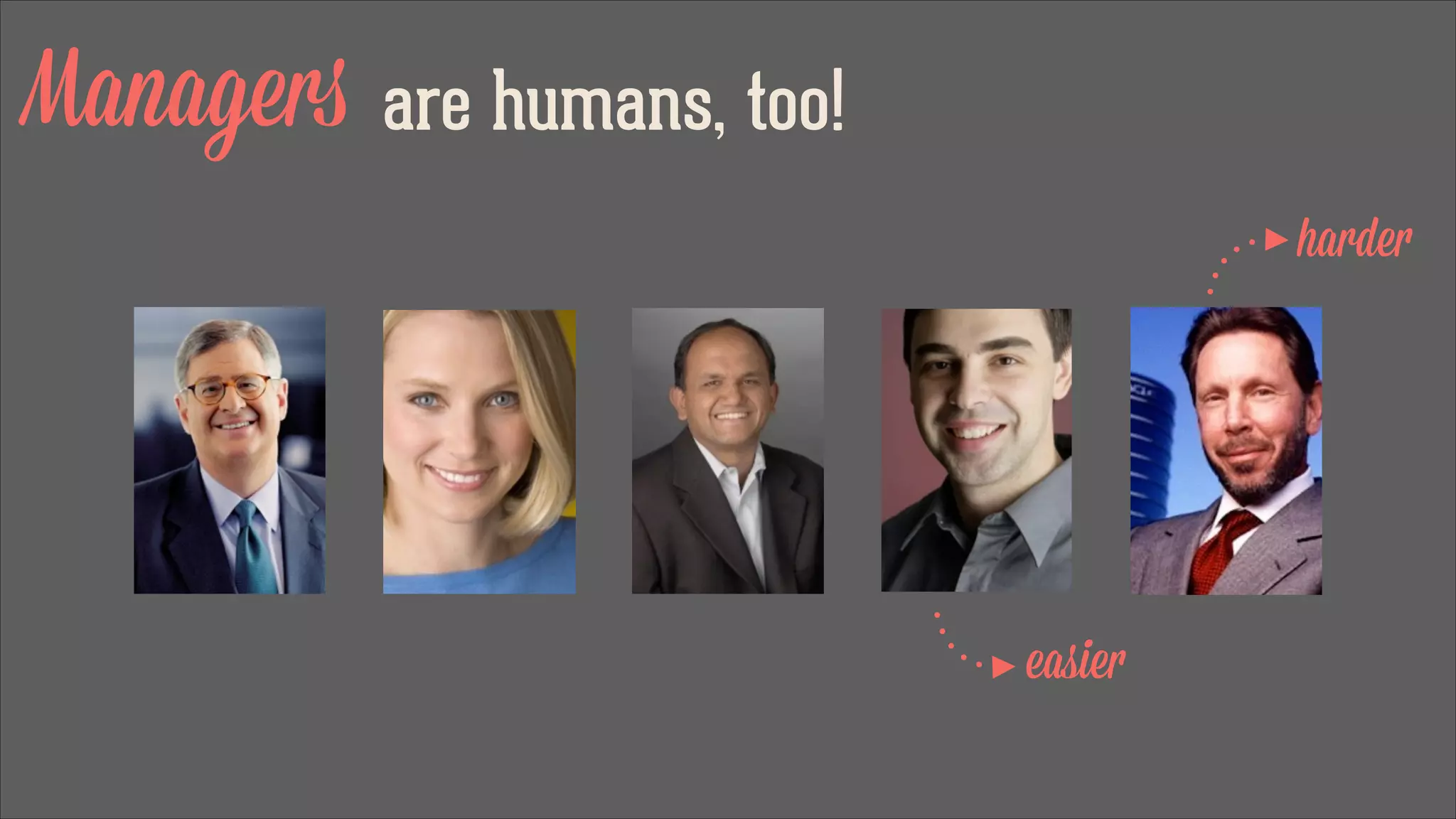 Managers

are humans, too!
harder

easier

 