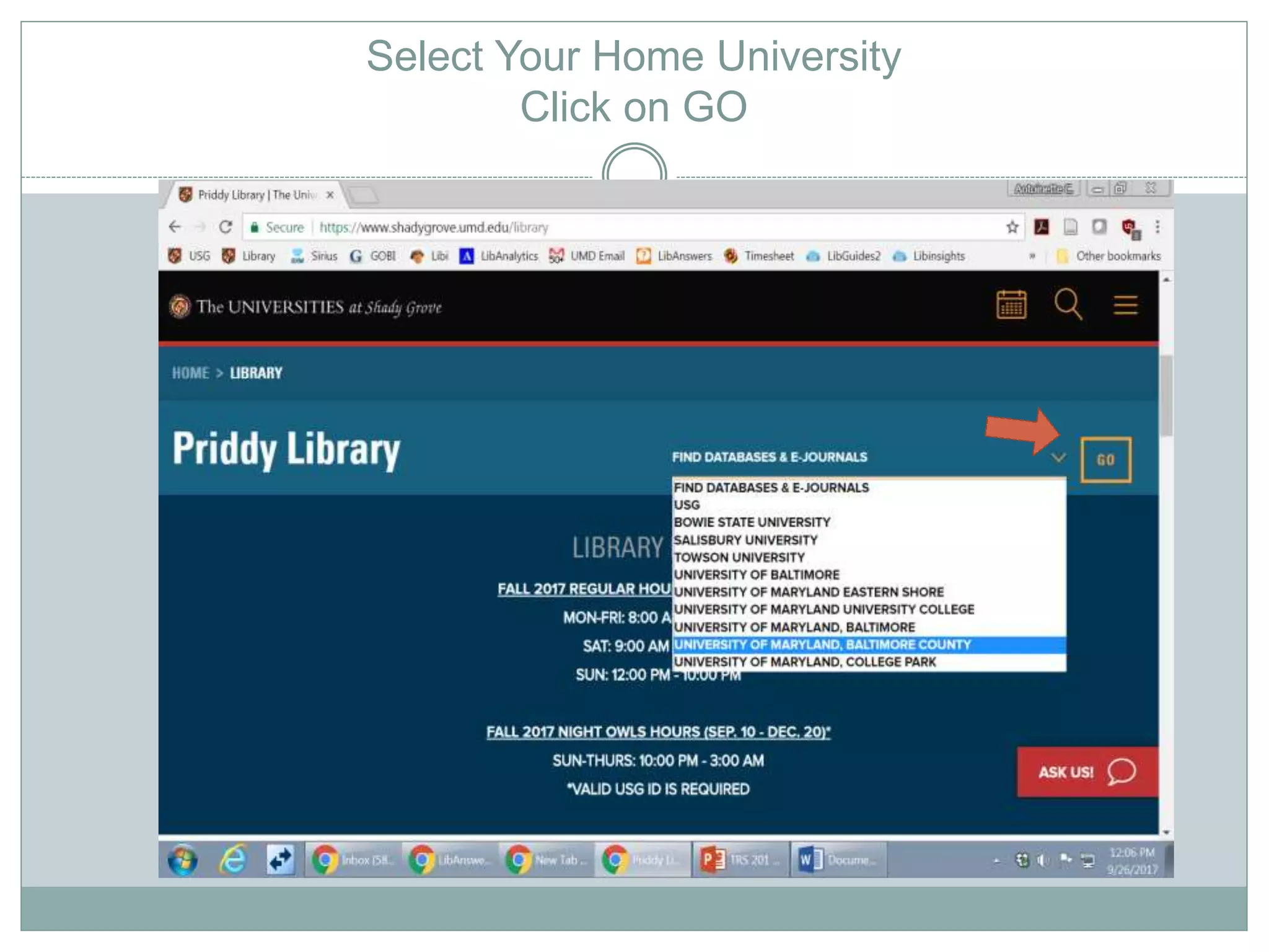 Select Your Home University
Click on GO
 