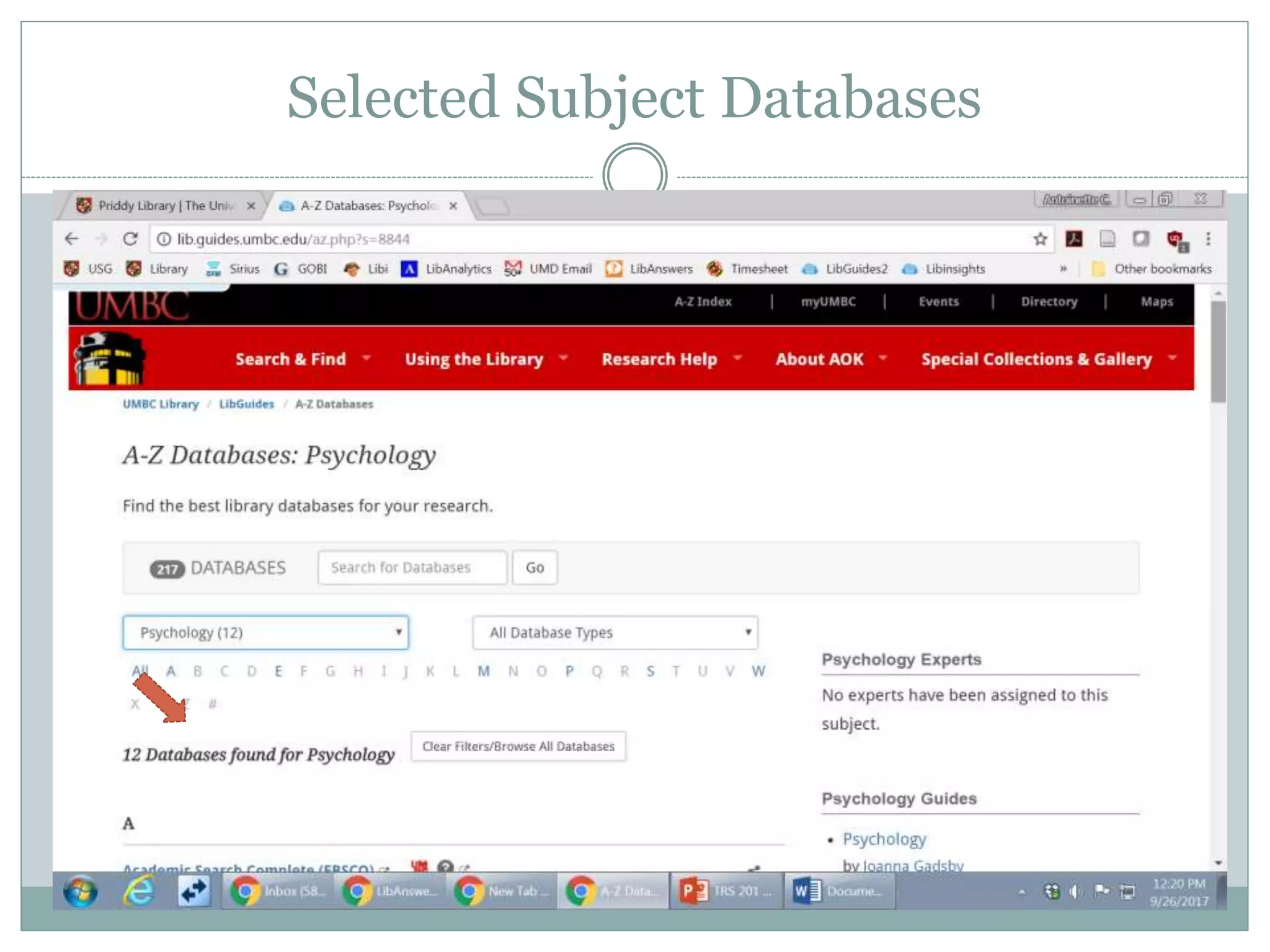 Selected Subject Databases
 