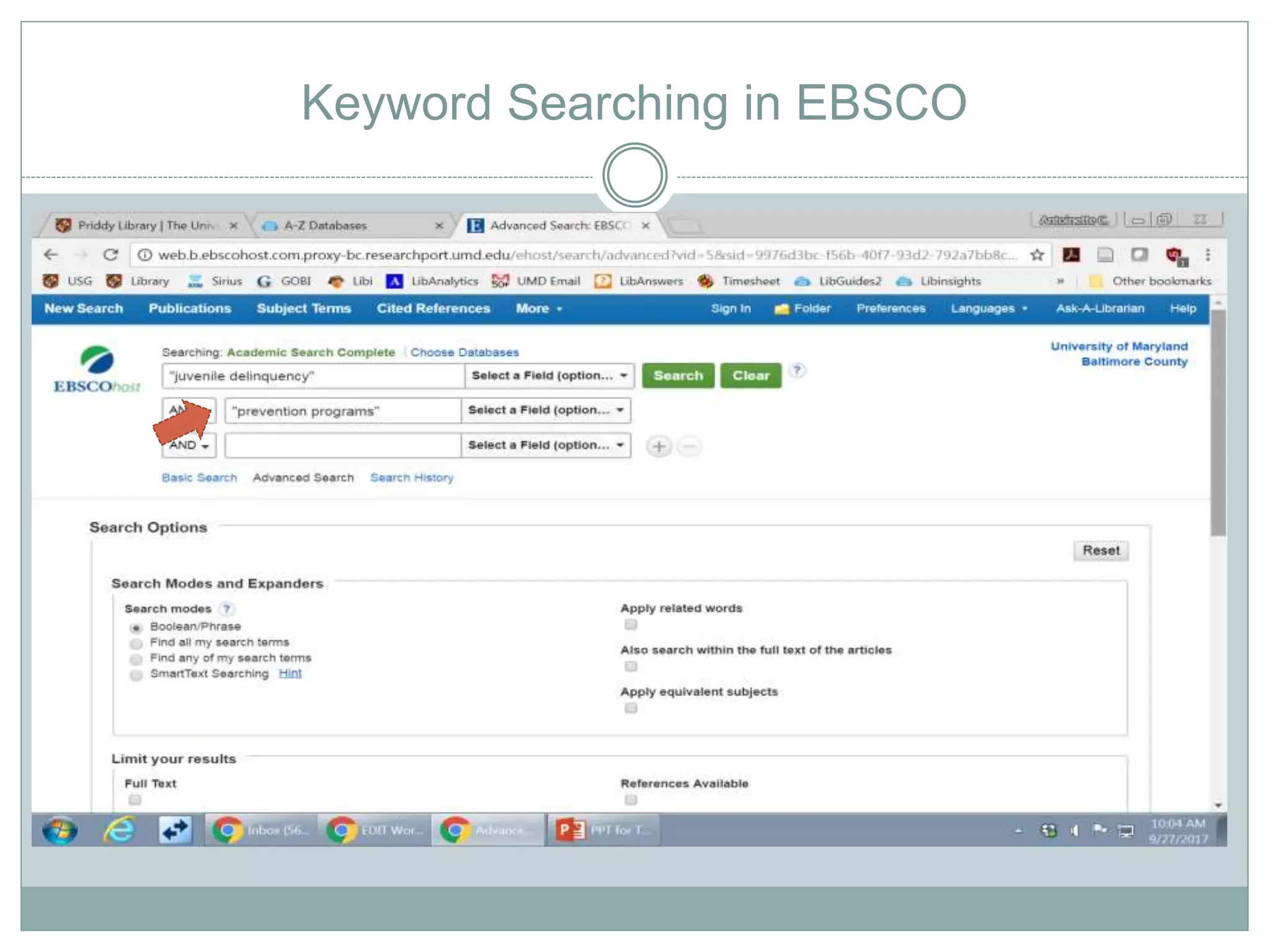 Keyword Searching in EBSCO
 