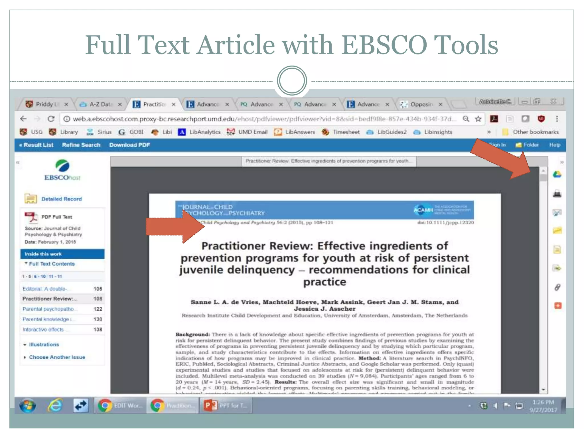 Full Text Article with EBSCO Tools
 