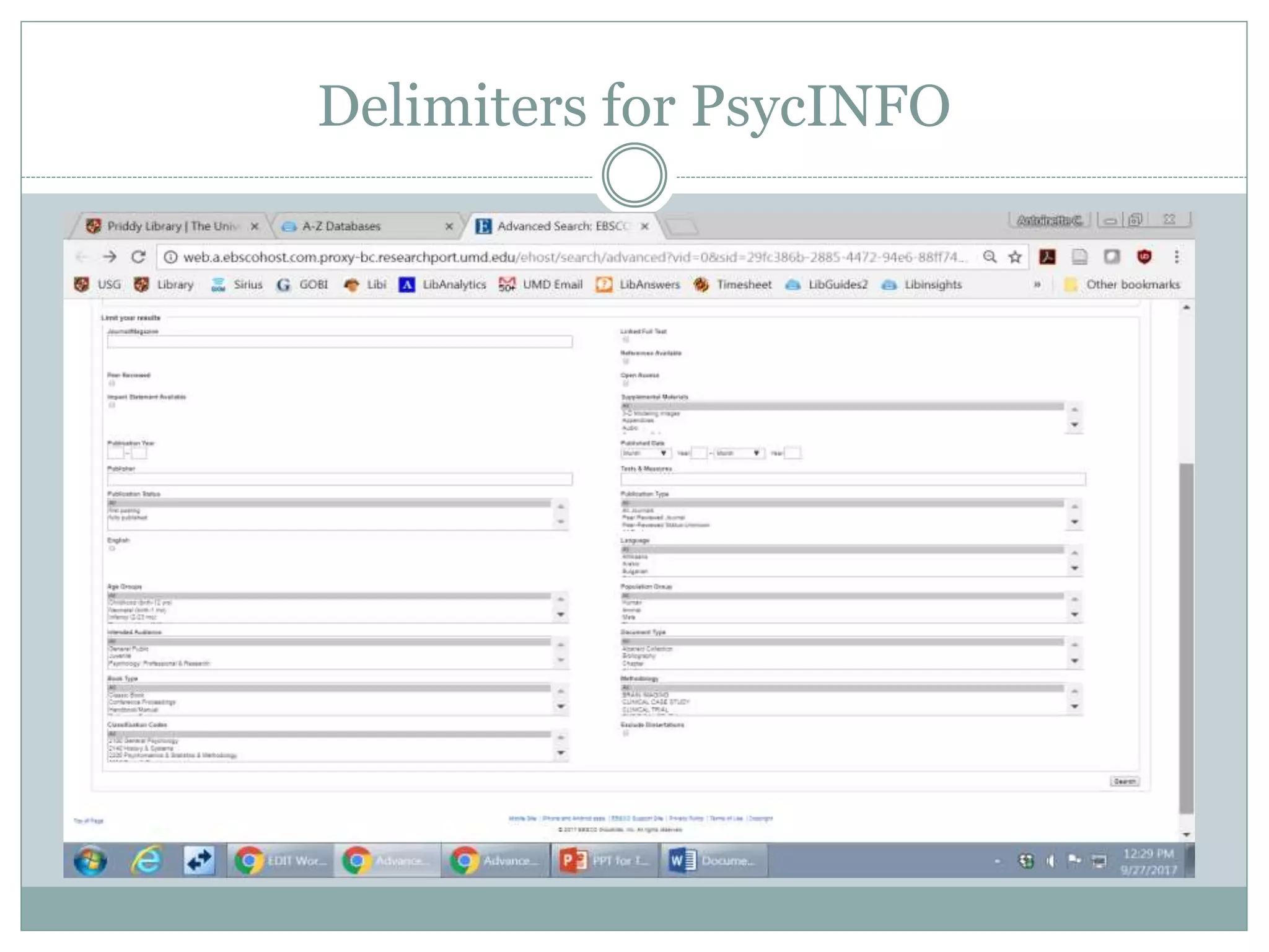 Delimiters for PsycINFO
 