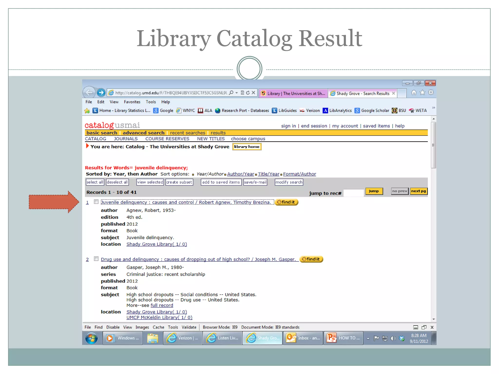 Library Catalog Result
 
