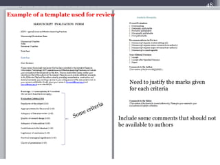 Need to justify the marks given
for each criteria
Include some comments that should not
be available to authors
Anabela Me...