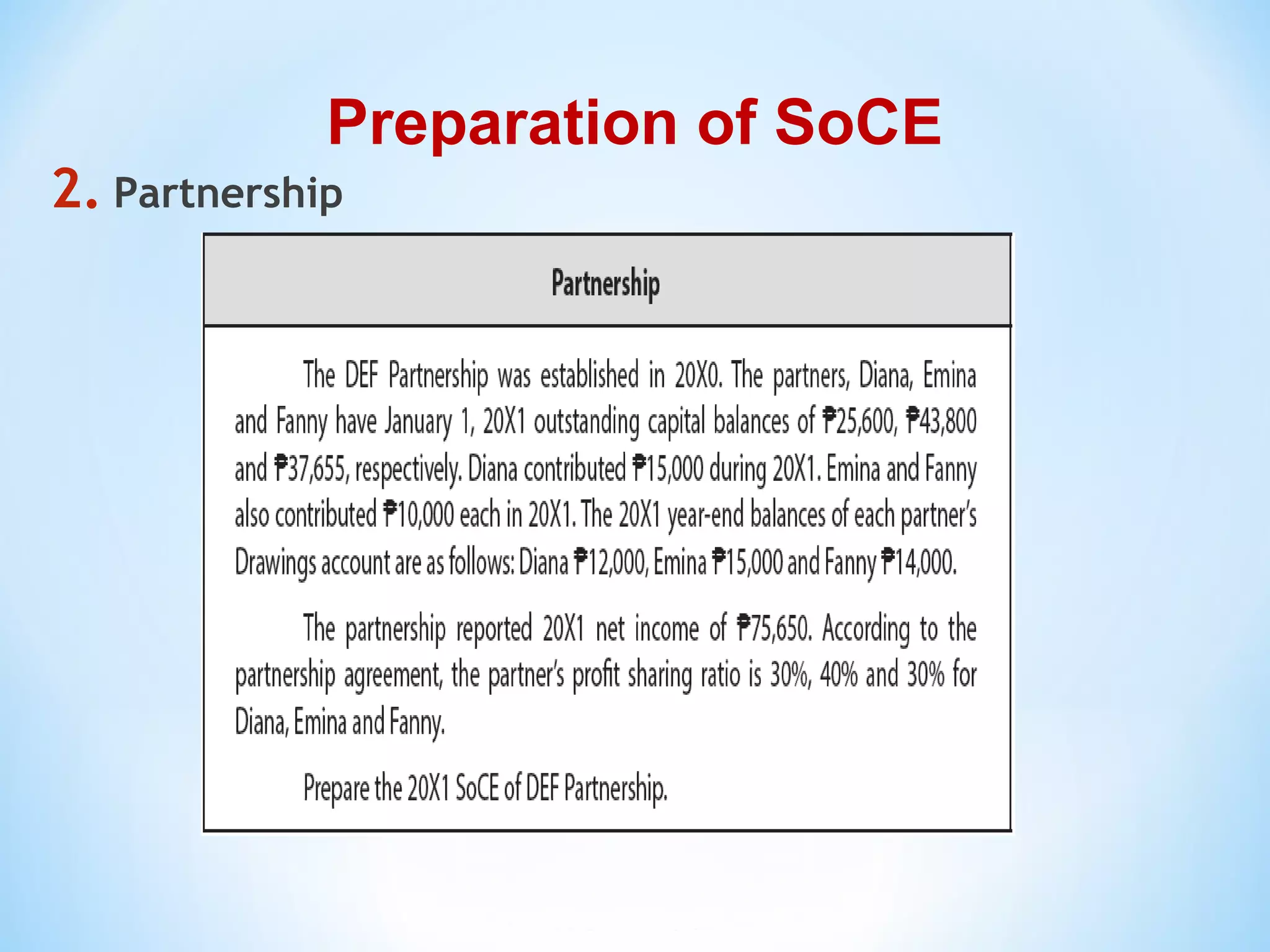 Preparation of SoCE
2. Partnership
 