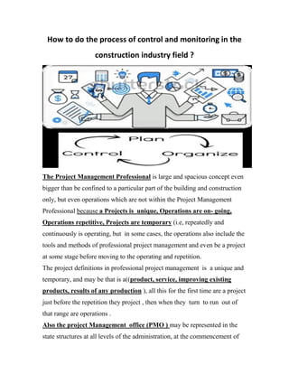 How to do the process of control and monitoring in the construction ...