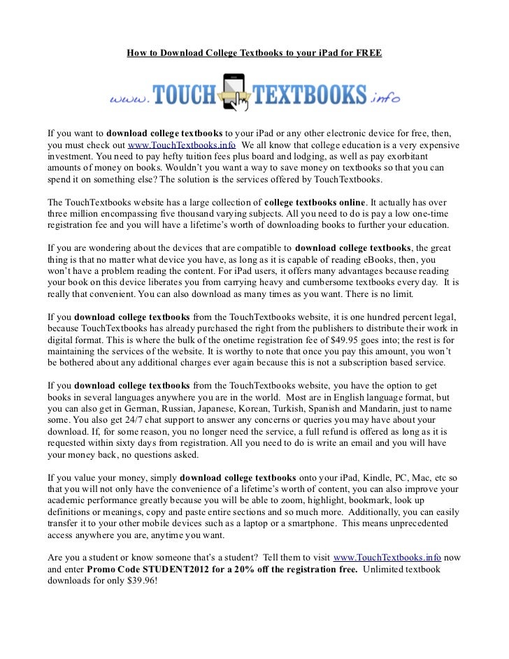how to download college textbooks to your ipad for free
