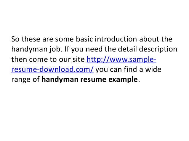 how to download handyman resume samples for handyman job handyman resume samples