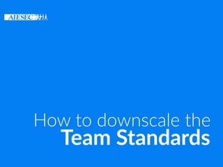 Team Standards
How to downscale the
 