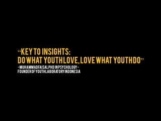 (Youthlab Indo) How to do youth research and study: 8 years of filed note in the indonesian youth scene
