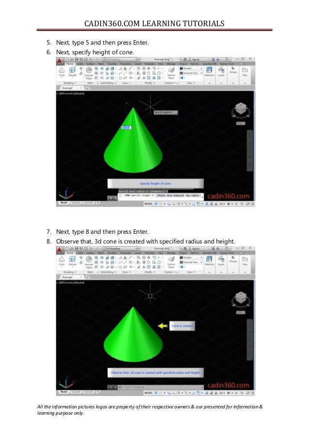 How to draw 3d cone using AutoCAD cone command