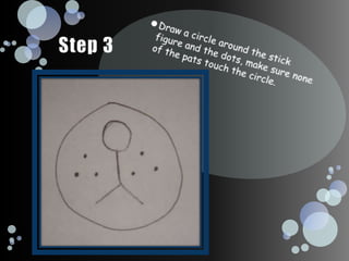 Step 3	Draw a circle around the stick figure and the dots, make sure none of the pats touch the circle.