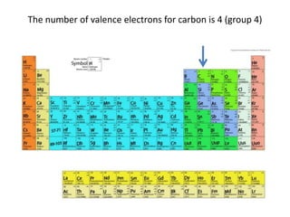 The number of valence electrons for carbon is 4 (group 4)
 