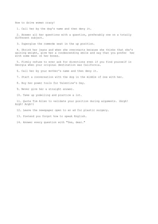 How to drive women crazy | TXT